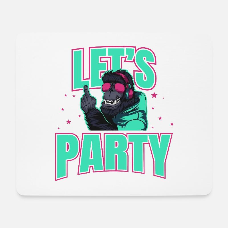 Let´s Party DJ Affe Feier Gorilla Geschenkidee - Mousepad (Querformat) - Weiß