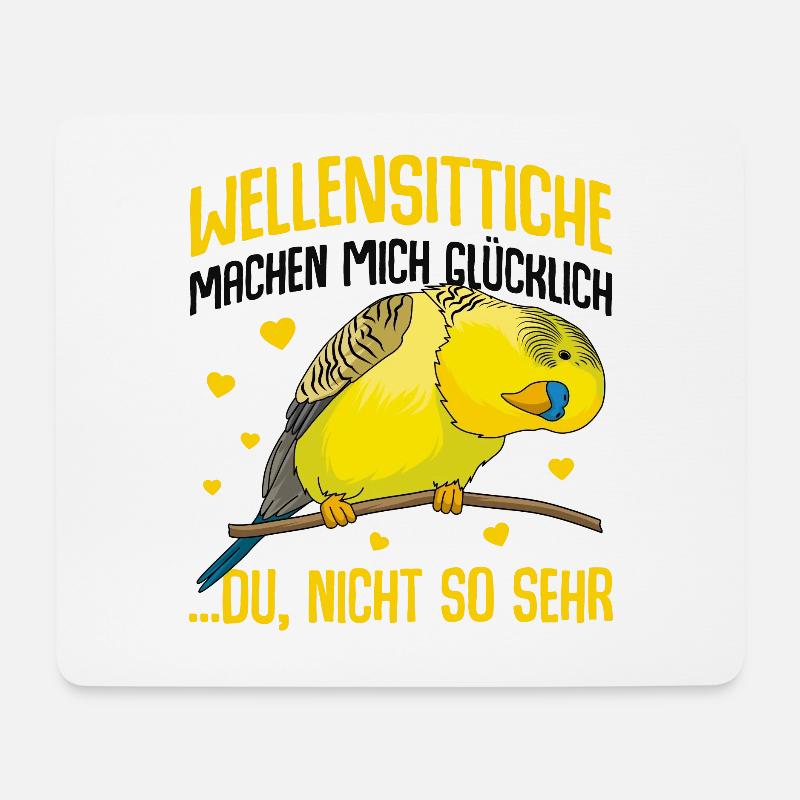 Wellensittich - Mousepad (Querformat) - Weiß