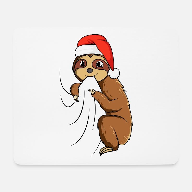 Faultier Weihnachten - Mousepad (Querformat) - Weiß