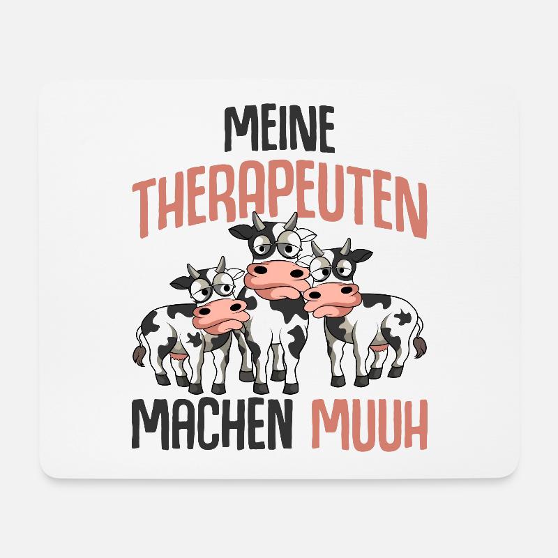 Kuh - Mousepad (Querformat) - Weiß
