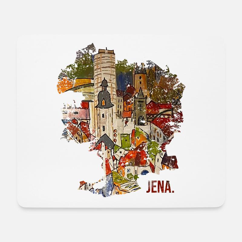 Jena handgemalte Stadtmap mit Keksrolle - Mousepad (Querformat) - Weiß