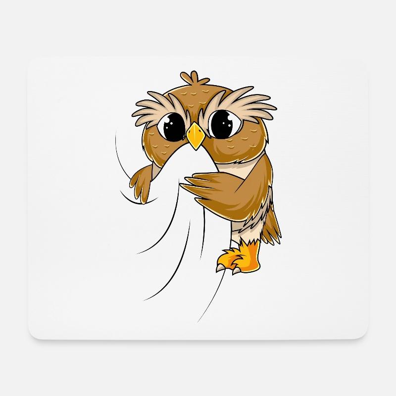 Eule - Mousepad (Querformat) - Weiß