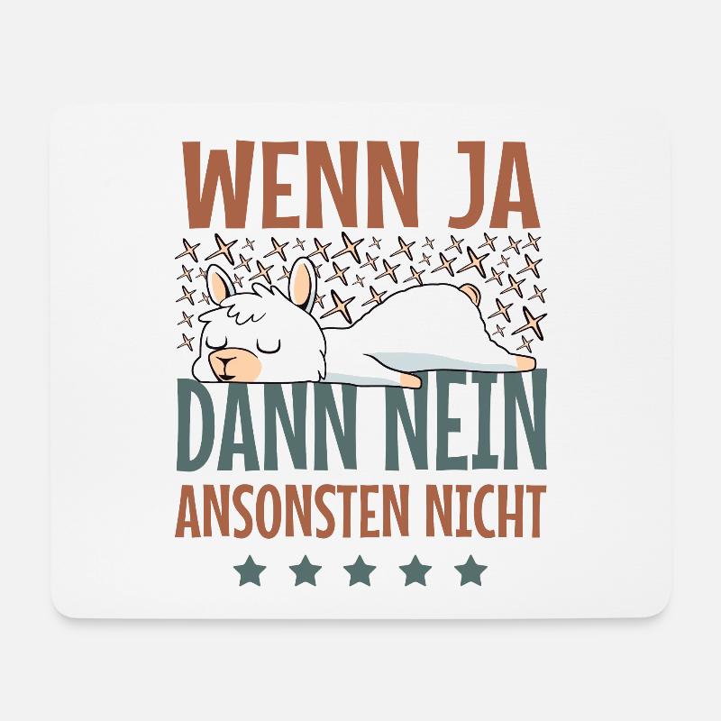 Süßes Lama Lustige Sprüche Langschläfer Faulenzer - Mousepad (Querformat) - Weiß