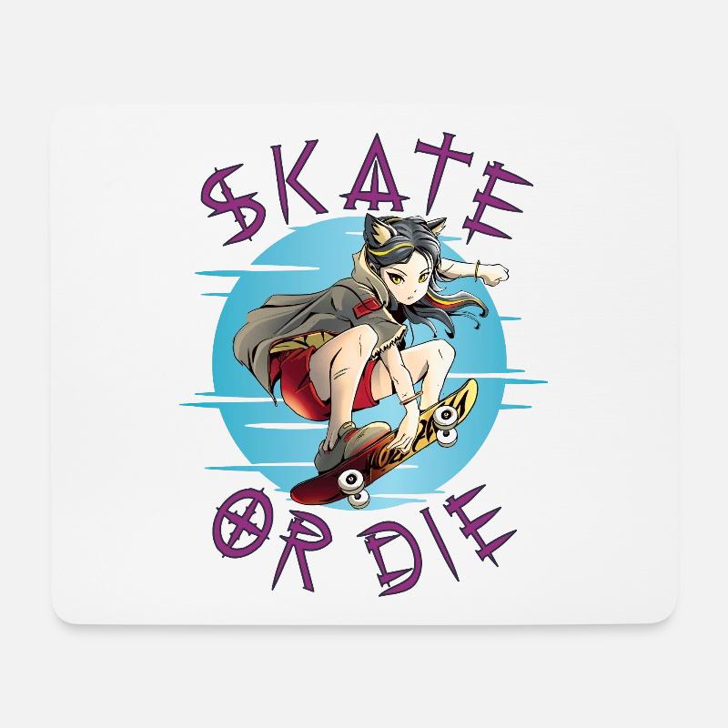 Skate oder stirb Skateboarder Anime Mädchen - Mousepad (Querformat) - Weiß