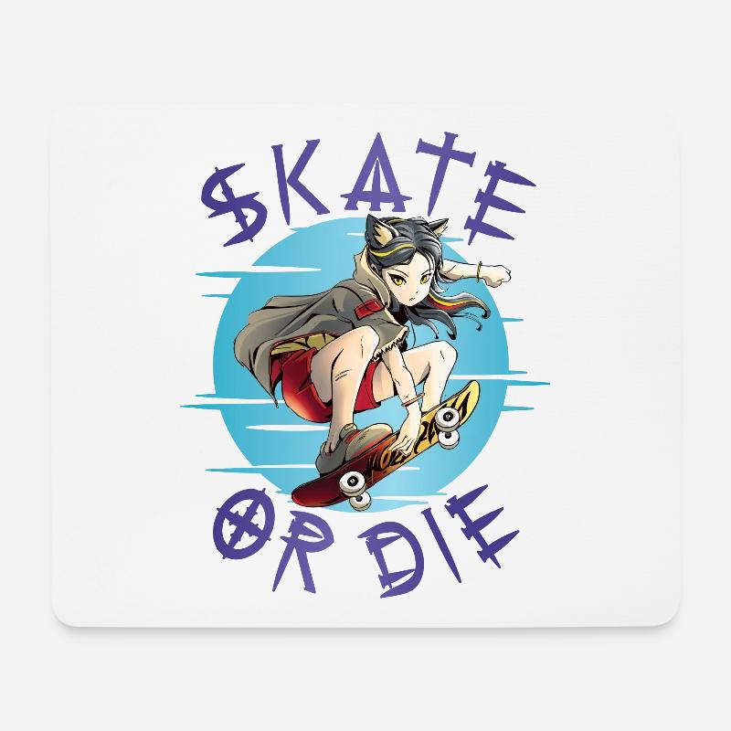 Skate oder stirb Skateboarder Anime Mädchen - Mousepad (Querformat) - Weiß