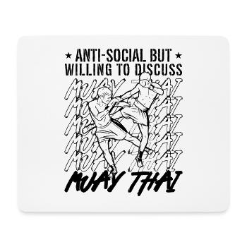Combattant de Muay Thai Anti-Social Mais Volontaire Boxe - Tapis de souris (format paysage) - blanc - Devant