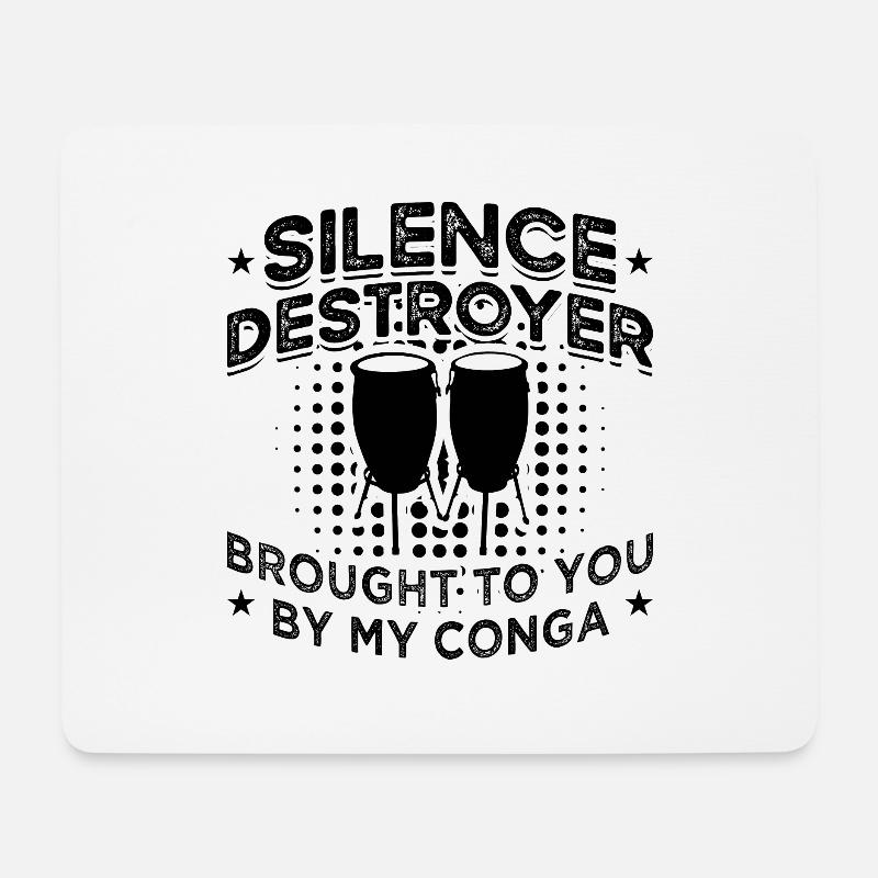 Silence Destroyer Brought Percussion Conga Player - Mouse Pad (horizontal) - white
