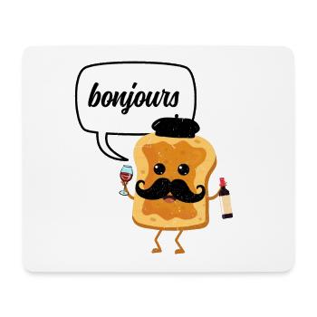 Bonjour Funny Toast with Wine French Food And - Mouse Pad (horizontal) - white - Front