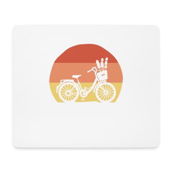 Damenfahrrad mit Blumen im Sonnenuntergang - Mousepad (Querformat) - Weiß - Vorne