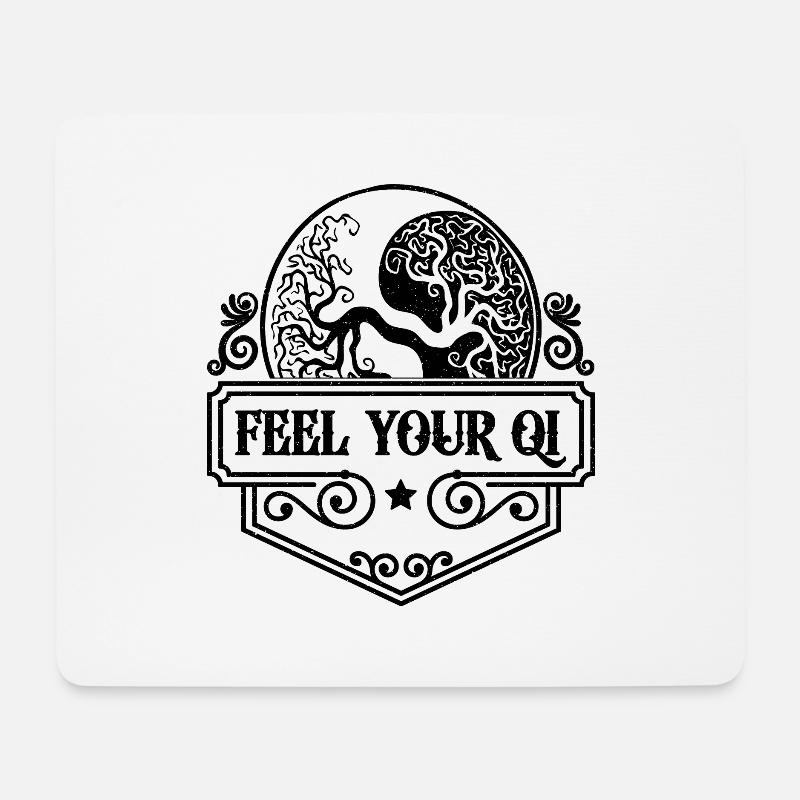 Feel Your Qi Meditation Yin Yang Qigong Lover - Mousepad (Querformat) - Weiß