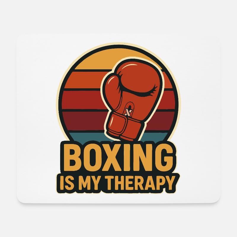 Boxen ist meine Therapie - Mousepad (Querformat) - Weiß