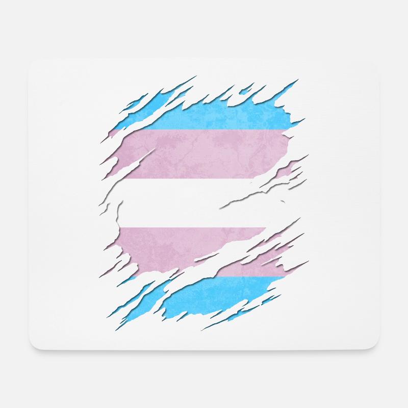Transgender-Stolz-Flagge gerissen Reveal - Mousepad (Querformat) - Weiß