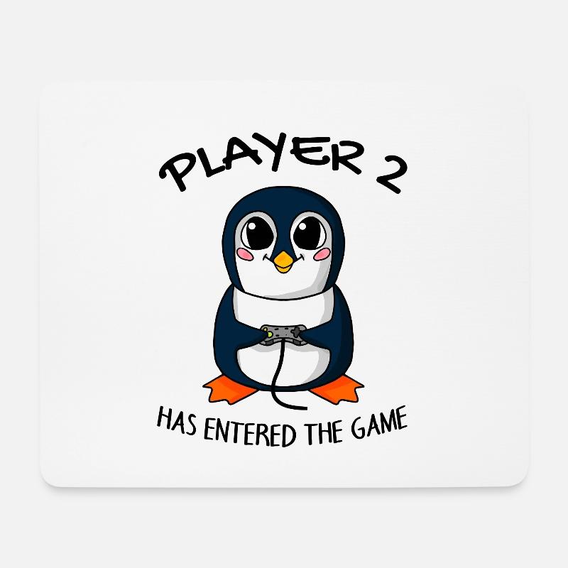 Zweites Baby Spieler 2 Baby Pinguin Schwanger - Mousepad (Querformat) - Weiß