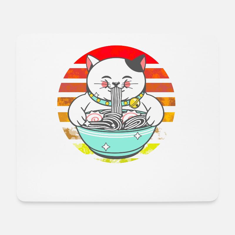 Chinesische Katze Chinesische Nudeln - Mousepad (Querformat) - Weiß