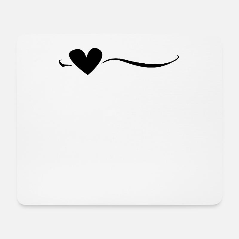 Linie Herz Schwarz - Mousepad (Querformat) - Weiß