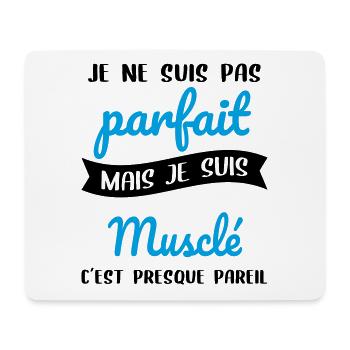 Musculation - Pas parfait mais musclé - Tapis de souris (format paysage) - blanc - Devant