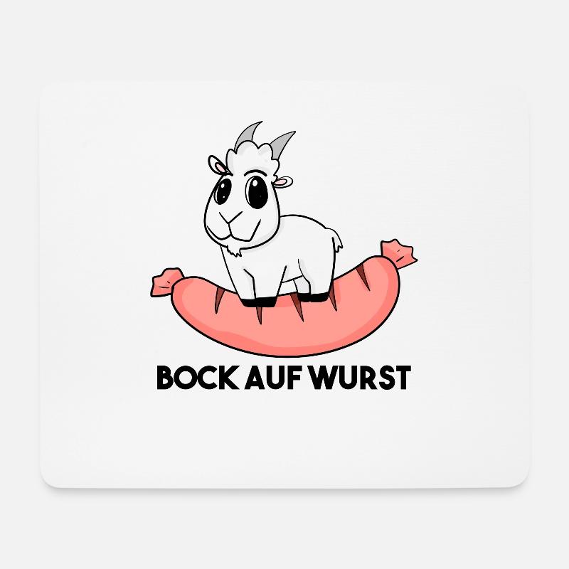Bock auf Wurst - Ziege Ziegenbock - Mousepad (Querformat) - Weiß