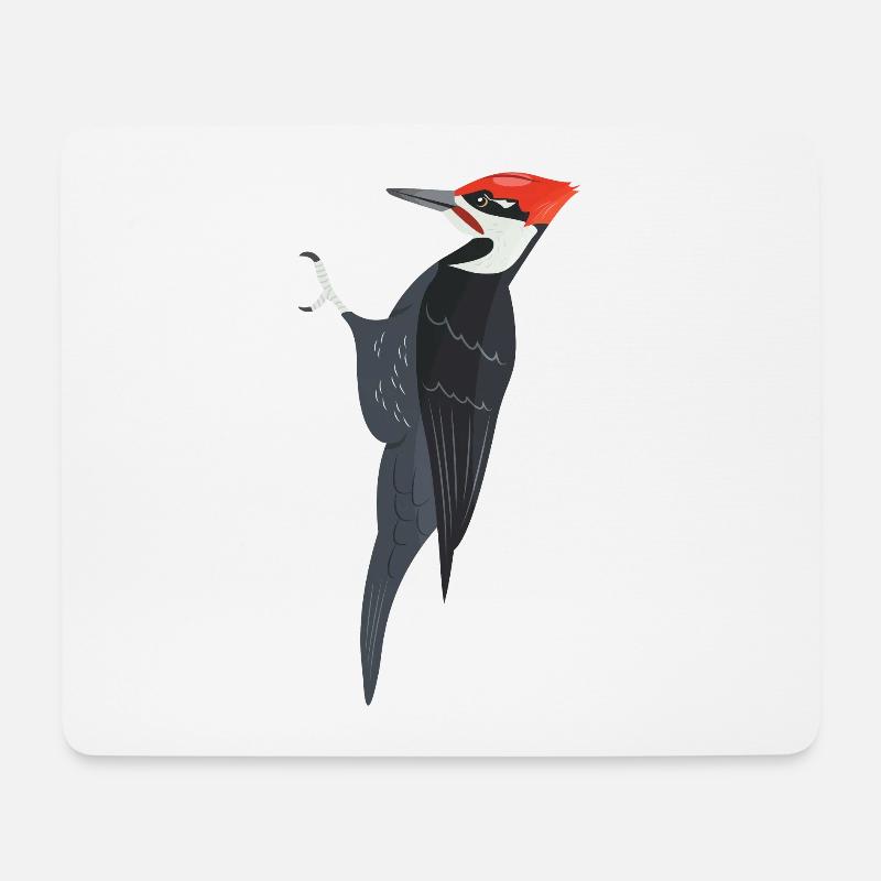Pileated Woodpecker Vogel Illustration - Mousepad (Querformat) - Weiß