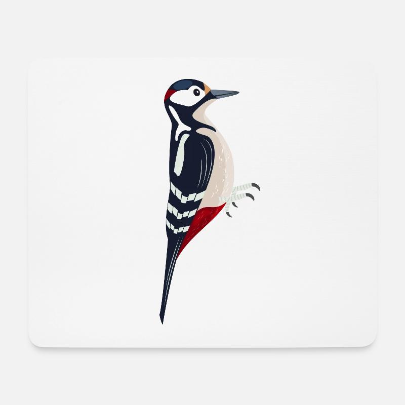 Great spotted Woodpecker Bird Illustration - Mousepad (Querformat) - Weiß