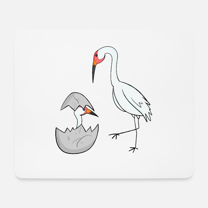 Kranich mit Baby Kranich - Mousepad (Querformat) - Weiß