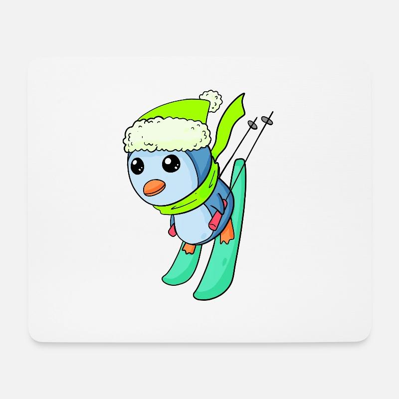 Pinguin Ski Winter Skifahren - Mousepad (Querformat) - Weiß