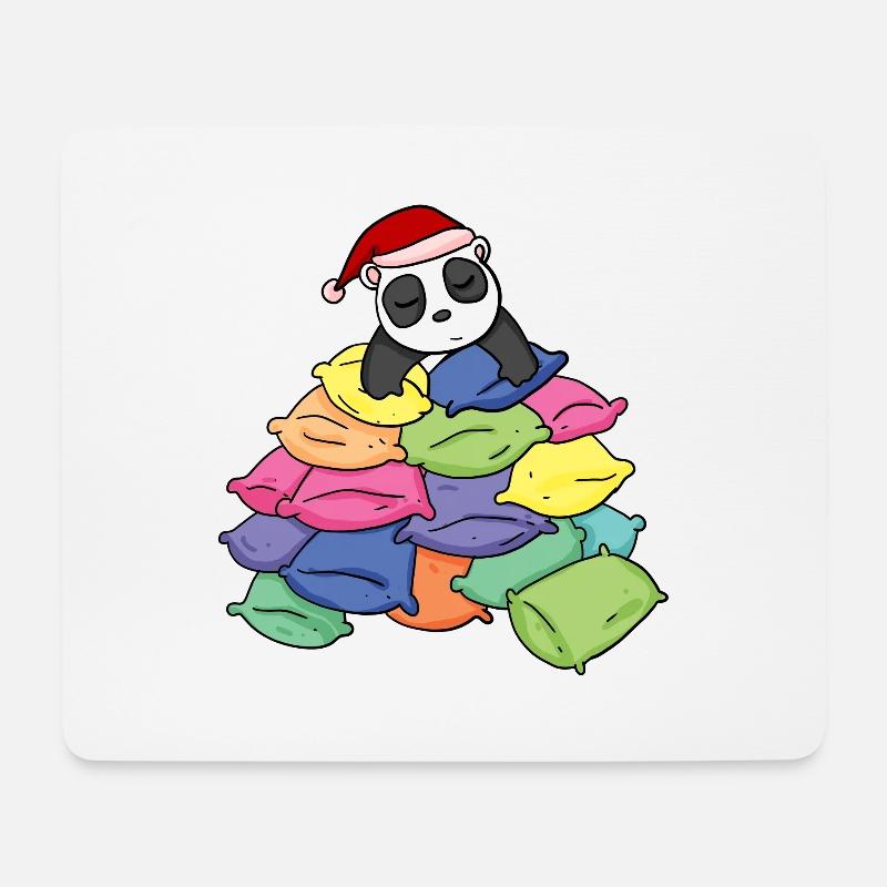 Panda und Kissen - Mousepad (Querformat) - Weiß