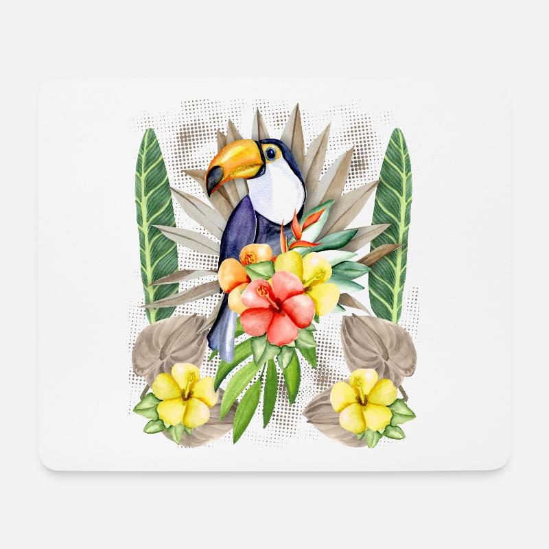 Tukan-Vogel, Tukan-Spruch, Hibiskus-Tukan - Mousepad (Querformat) - Weiß