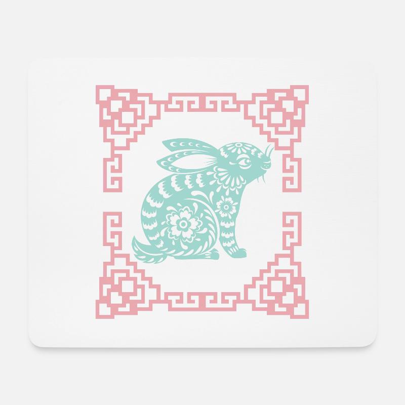 Jahr des Hasen, Chinesisches Horoskop China - Mousepad (Querformat) - Weiß