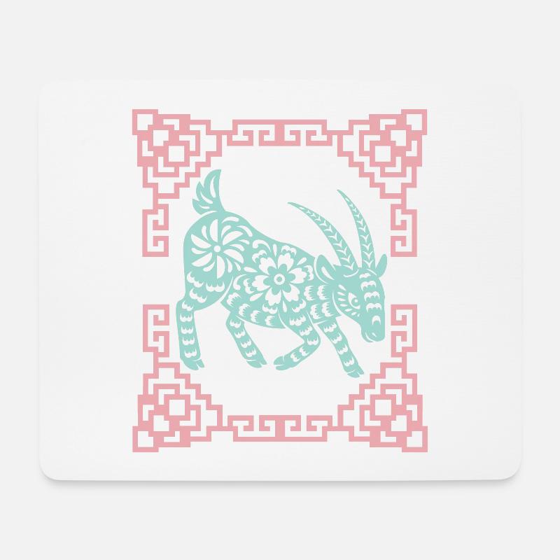 Jahr der Ziege, Chinesisches Horoskop China - Mousepad (Querformat) - Weiß