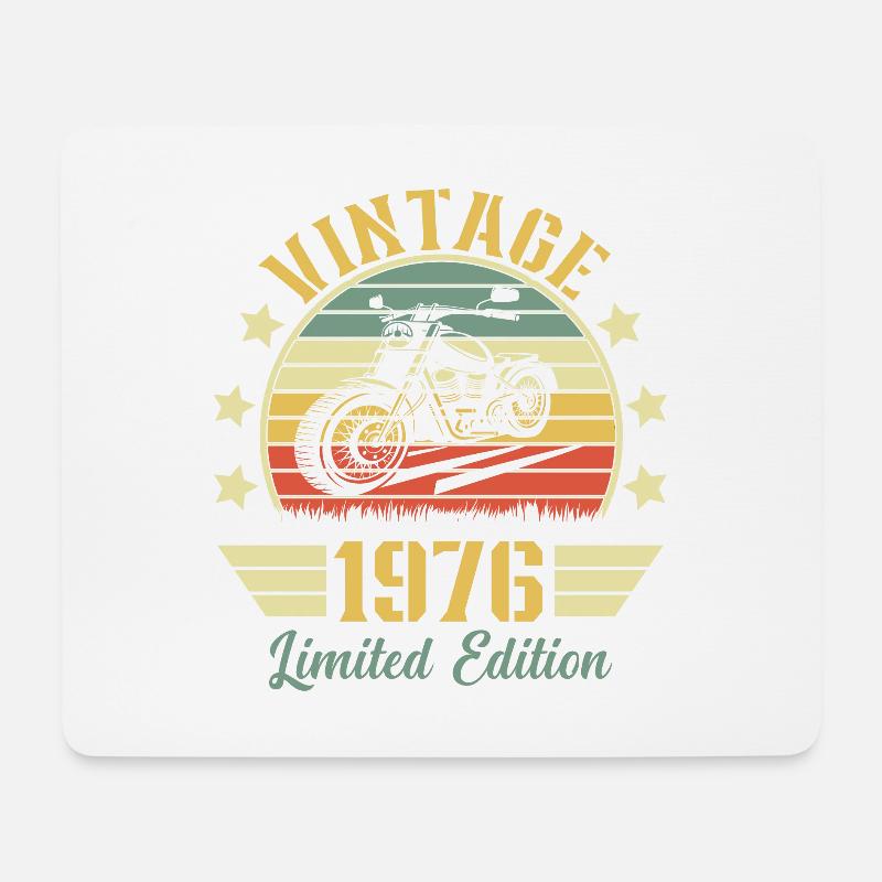 Vintage 1976 Retro Motorrad Geburtstagsgeschenk - Mousepad (Querformat) - Weiß