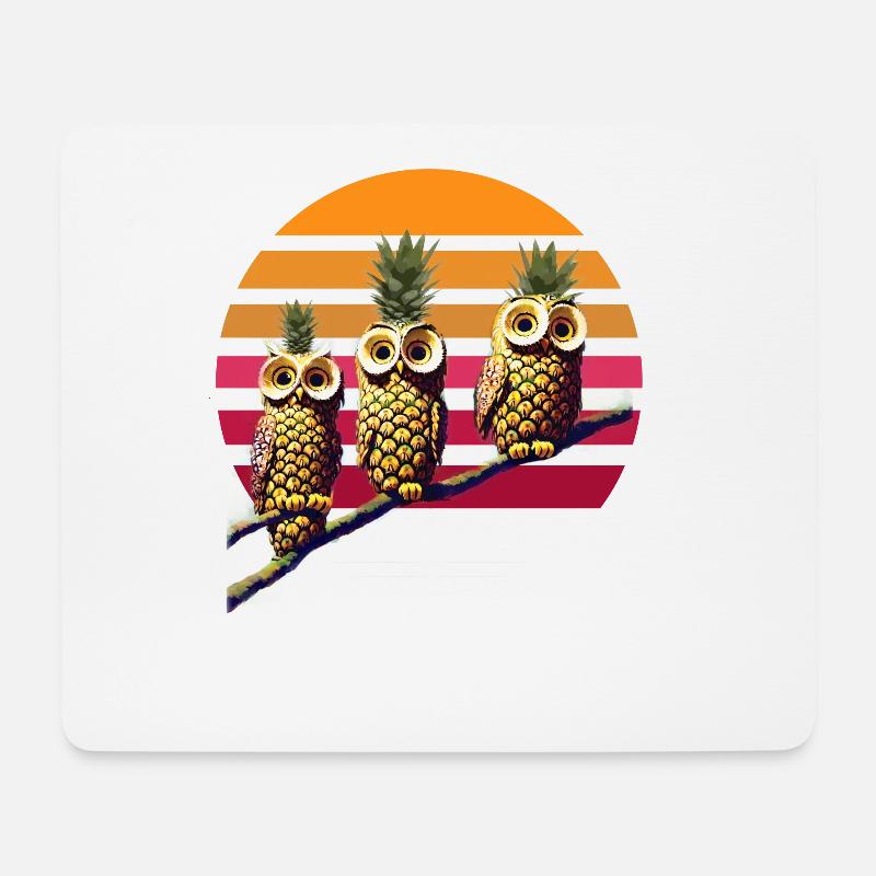 Ananas Eulen - Mousepad (Querformat) - Weiß