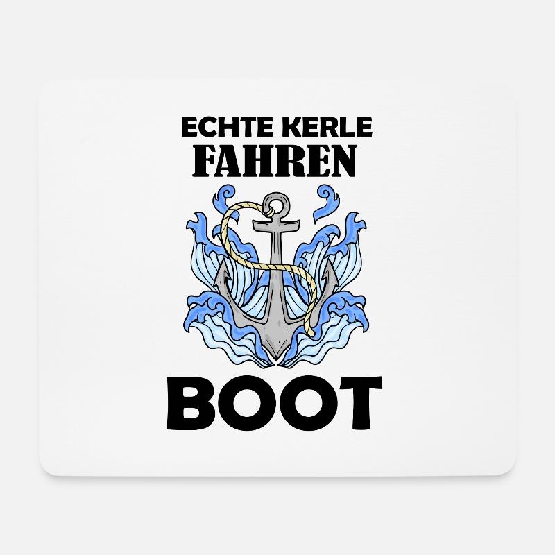 Boot Fahren Kapitän Motorboot Meer - Mousepad (Querformat) - Weiß