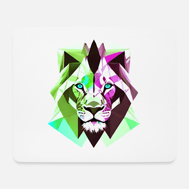 Polygon Löwe - Mousepad (Querformat) - Weiß