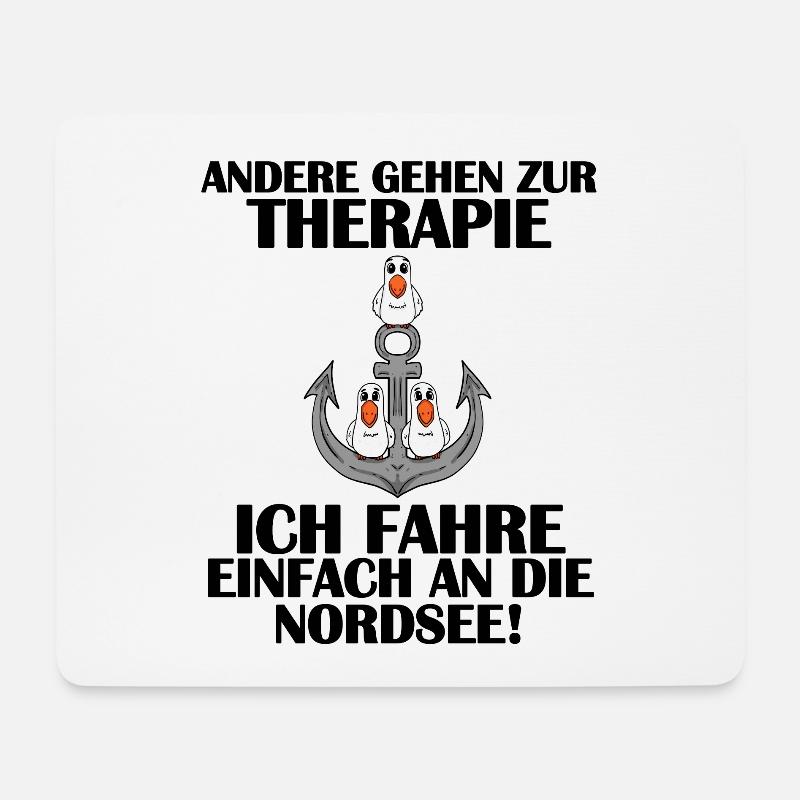 Nordsee Plattdeutsch Spruch Moin Möwe Anker - Mousepad (Querformat) - Weiß