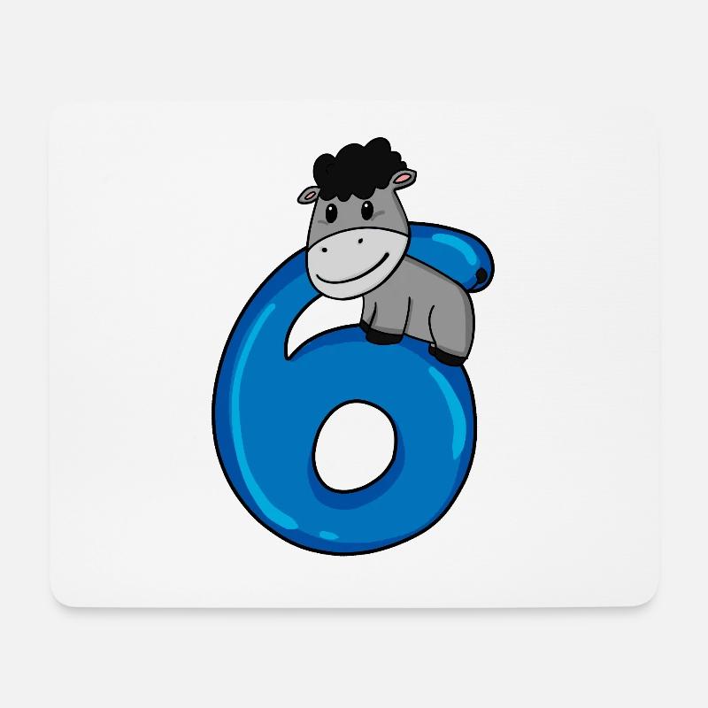 6 Jahre alt - 6. Geburtstag mit Tier Motiv - Esel - Mousepad (Querformat) - Weiß