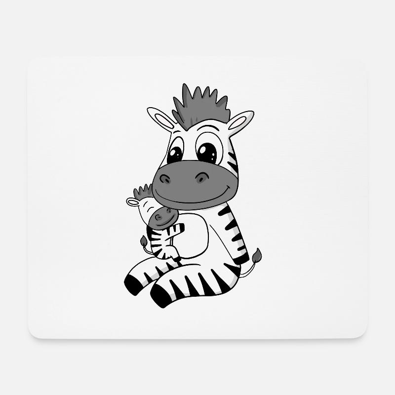 Zebra Familie - Zebra mit Baby - Zebra Motiv - Mousepad (Querformat) - Weiß