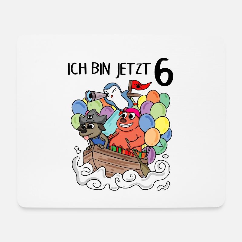 6 Geburtstag Piratenschiff Kindergeburtstag - Mousepad (Querformat) - Weiß