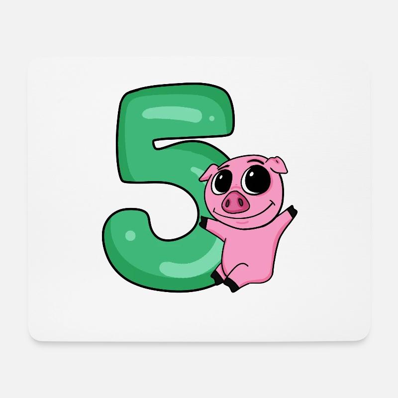 5 Birthday 5 years old with animal motif - five - Mouse Pad (horizontal) - white