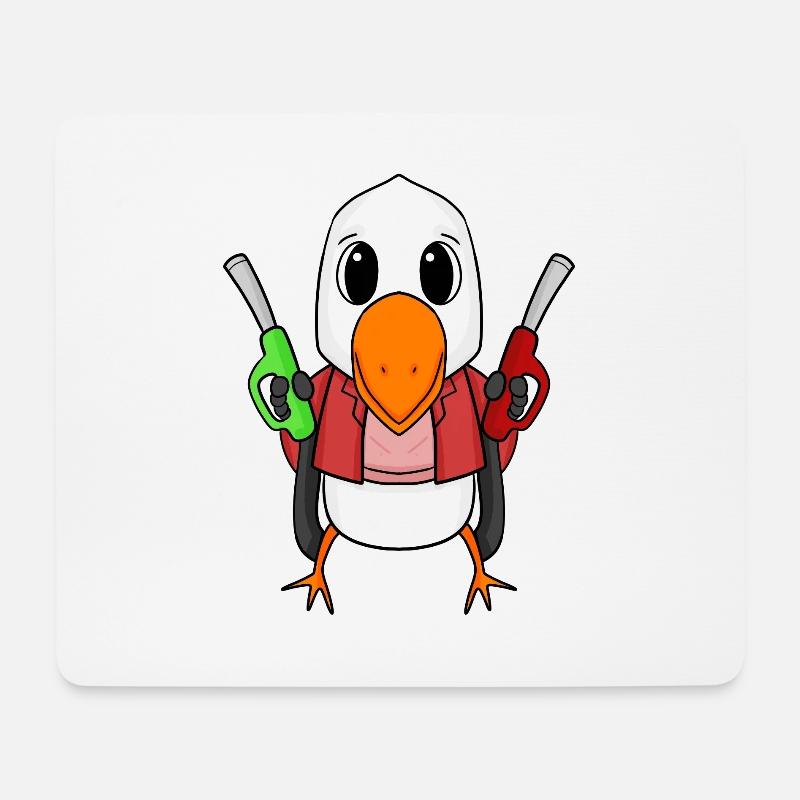 Tankwart Möwe Tankstelle - Mousepad (Querformat) - Weiß
