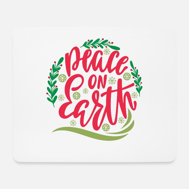 Peace on Earth Typografie, Weihnachten Mistelzweig - Mousepad (Querformat) - Weiß