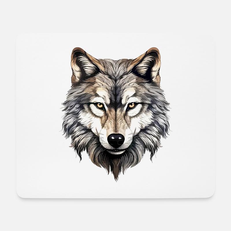Wolf Wolfskopf Wölfe Wolfsrudel Natur Motiv Kunst - Mousepad (Querformat) - Weiß