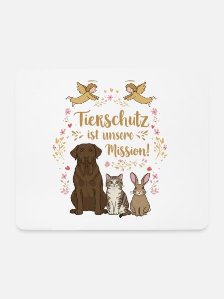Tierschutz ist unsere Mission - Mousepad (Querformat) - Weiß
