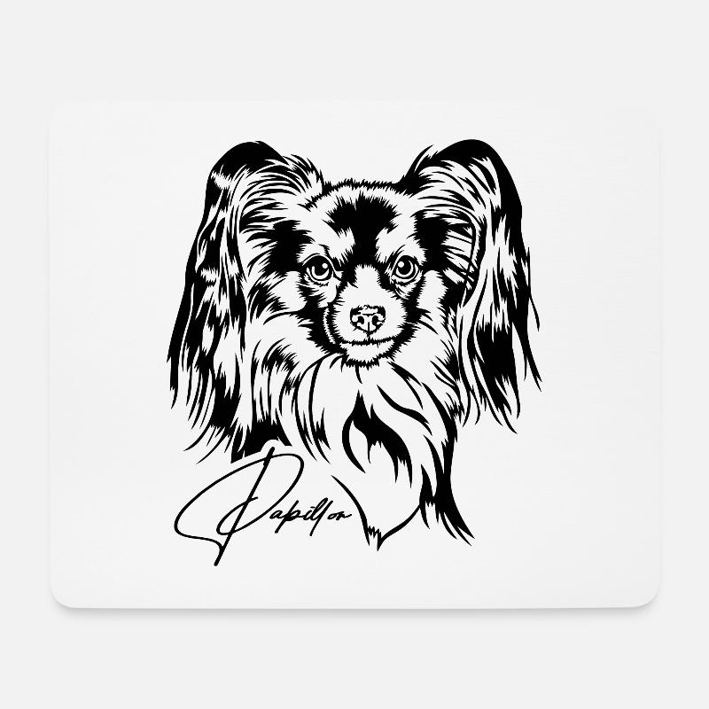 Papillon Portrait Hunde Hund Wilsigns - Mousepad (Querformat) - Weiß