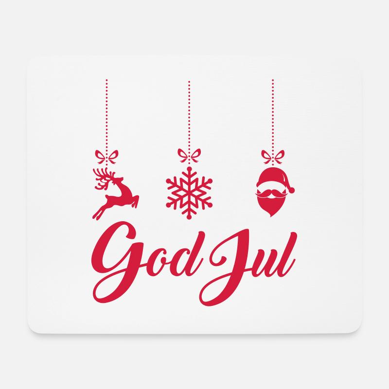 God Jul deer, snow and Santa Claus - Mousepad (Querformat) - Weiß