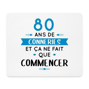 Anniversaire 80 ans - 80 ans de conneries - Tapis de souris (format paysage) - blanc - Devant