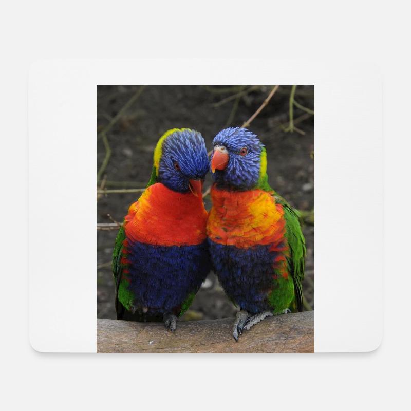 Zweisamkeit der Loris - Mousepad (Querformat) - Weiß