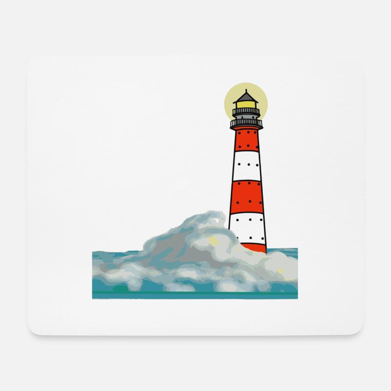 Leuchtturm im Sturm - Mousepad (Querformat) - Weiß
