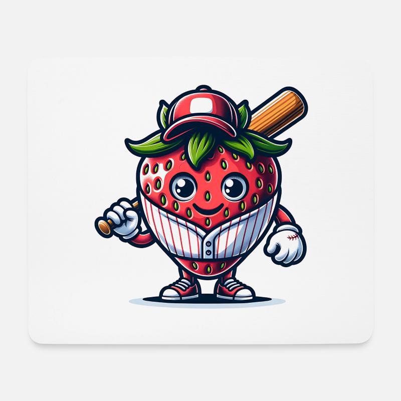 Lustiger Baseball Spieler Mit Erdbeeren Und Sport - Mousepad (Querformat) - Weiß