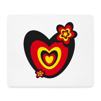 Deutschlandfarben mit viel Herz und Blumen. - Mousepad (Querformat) - Weiß - Vorne