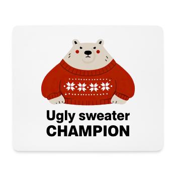 Polarbär im Ugly Sweater Champion - Mousepad (Querformat) - Weiß - Vorne